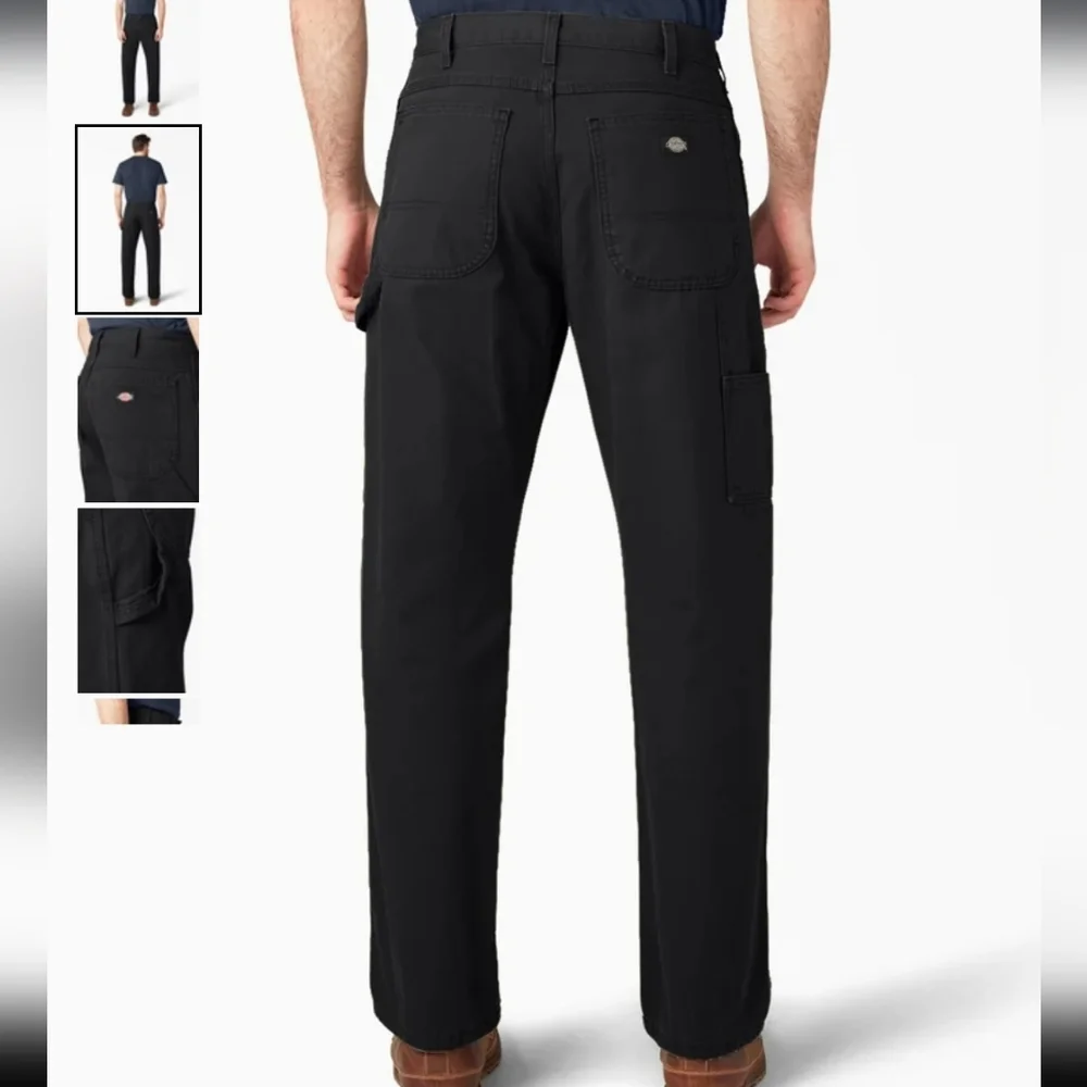 Dickie's Relaxed Fit Heavyweight Duck Carpenter Pants Rinsed Black 34x32 NWT - Picture 5 of 10